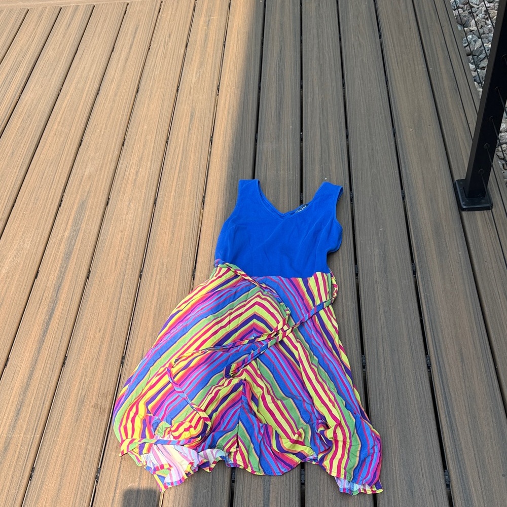Modcloth Blue and Multicolor Striped Dress